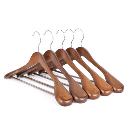 TOPINSTOCK Set of 5 Beautiful Wooden Coat Hangers Wide Shoulder Clothes Hangers - Cherry