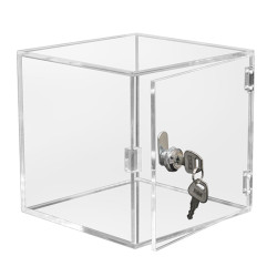 TOPINSTOCK Clear Acrylic Display Case with Lock 30x30x30cm