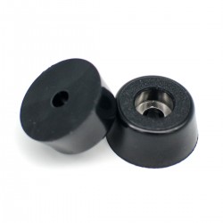 Black Round Rubber Feet Non-Slip Bumper with Steel Washer Inside Pack of 10 (D22x18xH10mm)